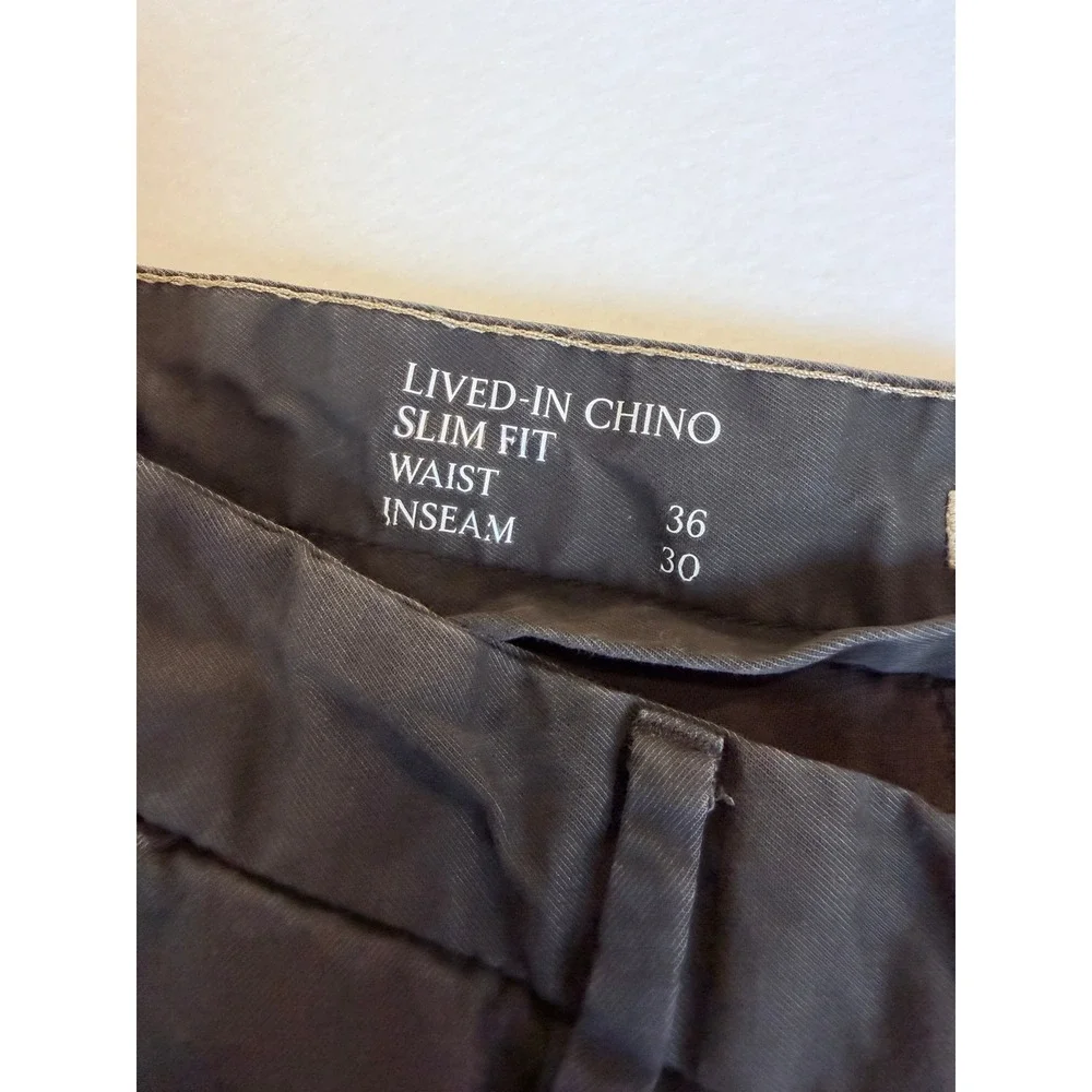 Banana Republic Chino Pants Mens 36x30 Charcoal Slim Lived-In Basic